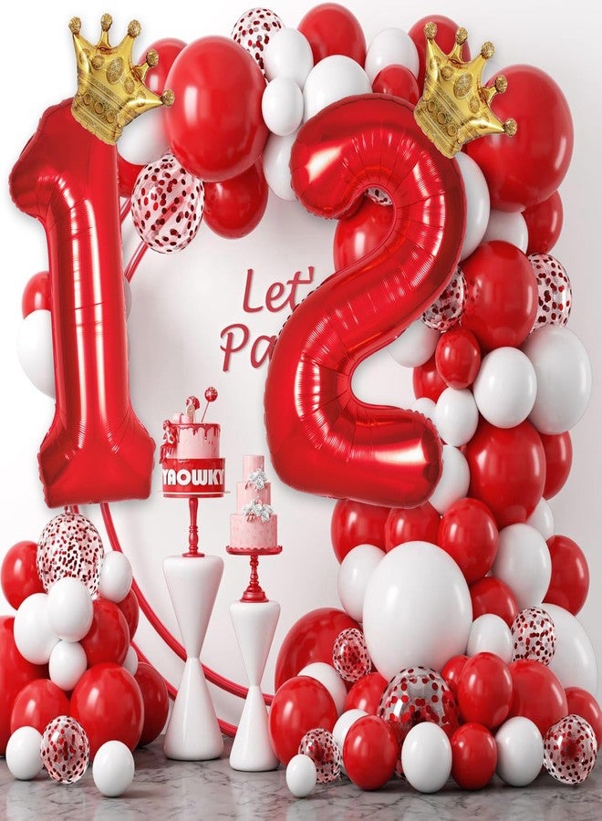 Florisland Red 7 Balloon Number 40 inch Crown Red Birthday Decor for Girls Princess Foil Mylar Big Party Balloons 7 Birthday Balloon for 7th Party Decorations Supplies(Number 7 balloons) - Image 4